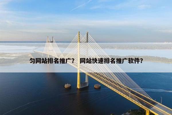 匀网站排名推广？ 网站快速排名推广软件？