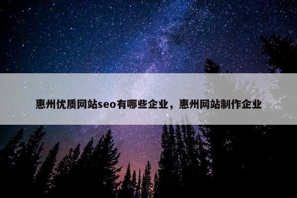 惠州优质网站seo有哪些企业，惠州网站制作企业