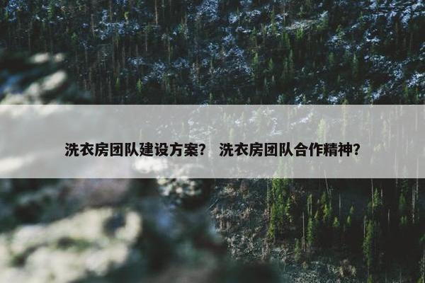 洗衣房团队建设方案？ 洗衣房团队合作精神？