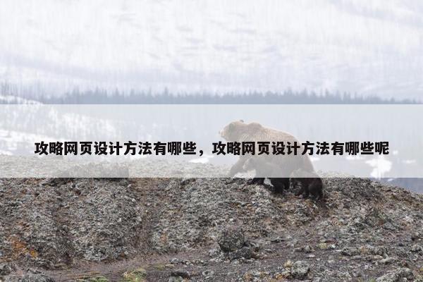 攻略网页设计方法有哪些，攻略网页设计方法有哪些呢