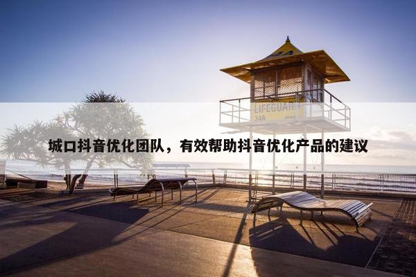 城口抖音优化团队，有效帮助抖音优化产品的建议