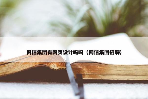 网信集团有网页设计吗吗（网信集团招聘）