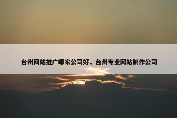 台州网站推广哪家公司好，台州专业网站制作公司