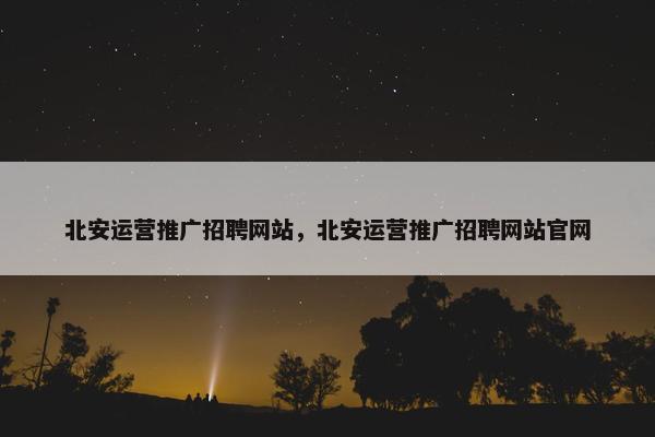 北安运营推广招聘网站，北安运营推广招聘网站官网