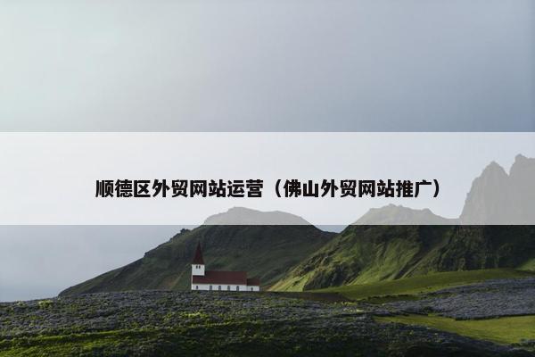 顺德区外贸网站运营（佛山外贸网站推广）