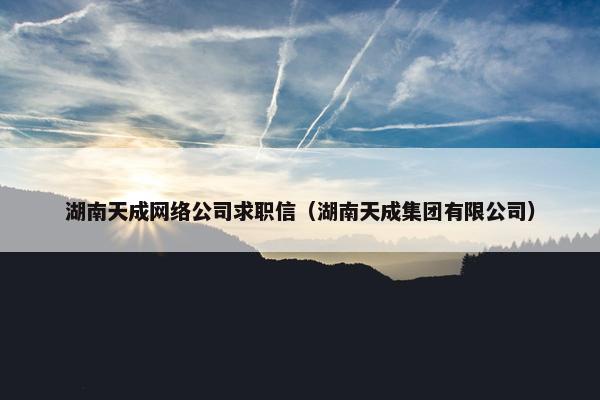 湖南天成网络公司求职信（湖南天成集团有限公司）