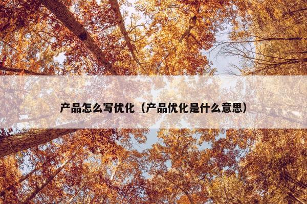 产品怎么写优化（产品优化是什么意思）