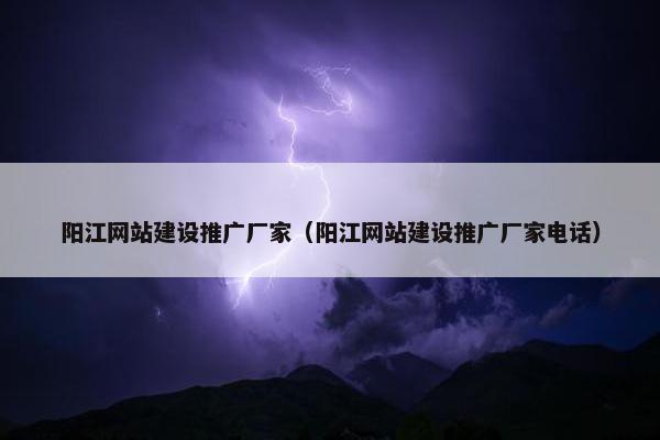 阳江网站建设推广厂家（阳江网站建设推广厂家电话）