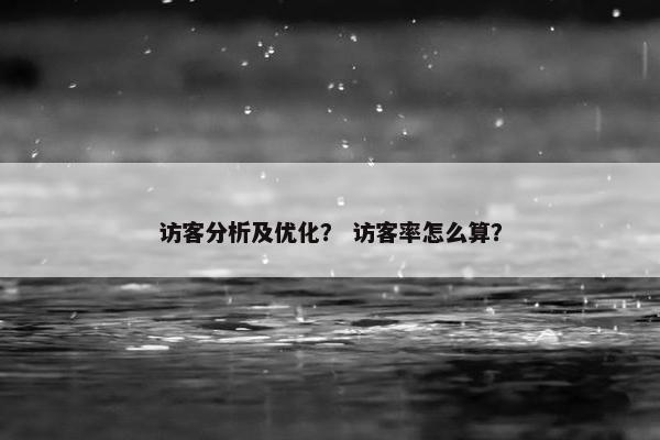 访客分析及优化？ 访客率怎么算？