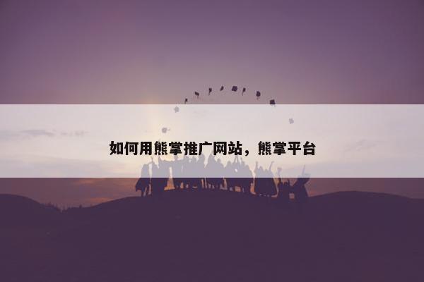 如何用熊掌推广网站，熊掌平台