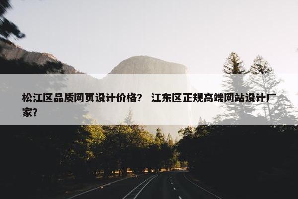 松江区品质网页设计价格？ 江东区正规高端网站设计厂家？