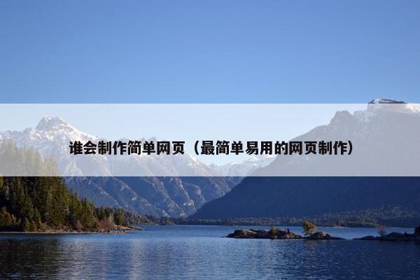 谁会制作简单网页（最简单易用的网页制作）