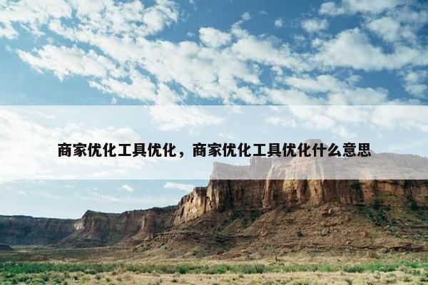 商家优化工具优化，商家优化工具优化什么意思