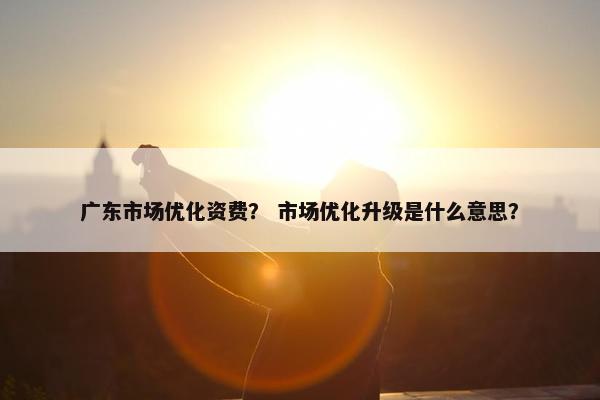 广东市场优化资费？ 市场优化升级是什么意思？