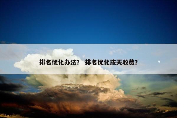 排名优化办法？ 排名优化按天收费？