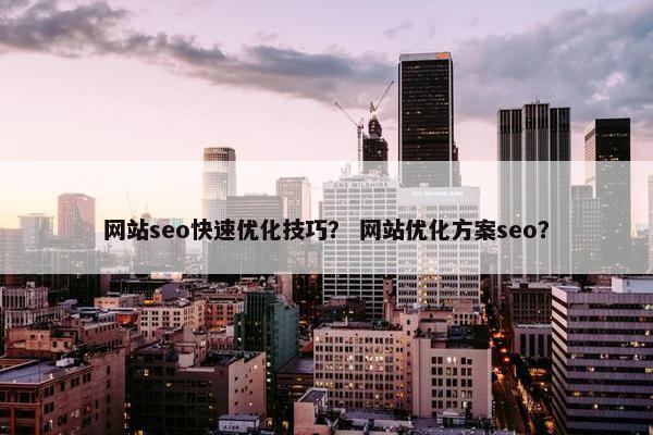 网站seo快速优化技巧？ 网站优化方案seo？