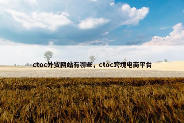 ctoc外贸网站有哪些，ctoc跨境电商平台