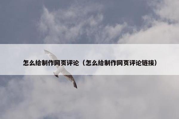 怎么给制作网页评论（怎么给制作网页评论链接）
