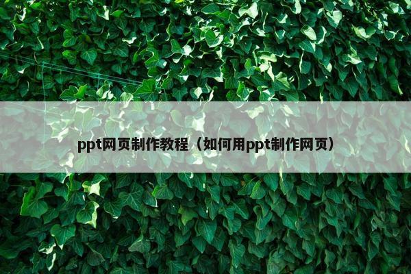 ppt网页制作教程（如何用ppt制作网页）