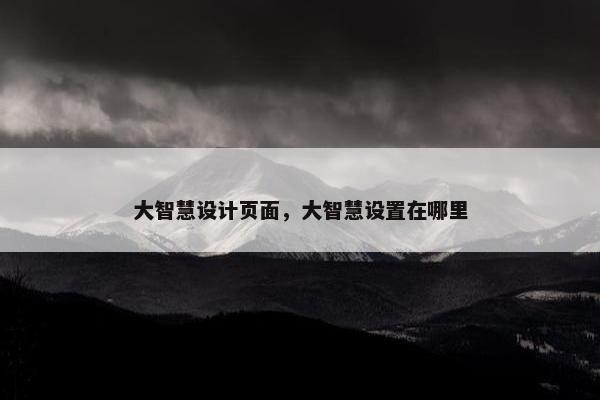 大智慧设计页面，大智慧设置在哪里