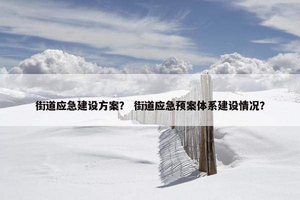 街道应急建设方案？ 街道应急预案体系建设情况？