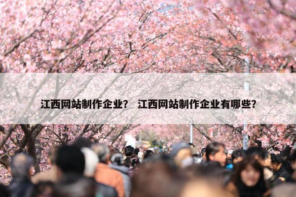 江西网站制作企业？ 江西网站制作企业有哪些？