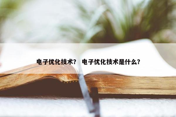 电子优化技术？ 电子优化技术是什么？