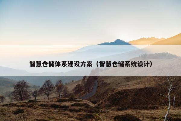 智慧仓储体系建设方案（智慧仓储系统设计）