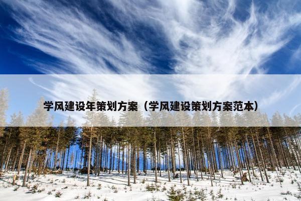 学风建设年策划方案（学风建设策划方案范本）