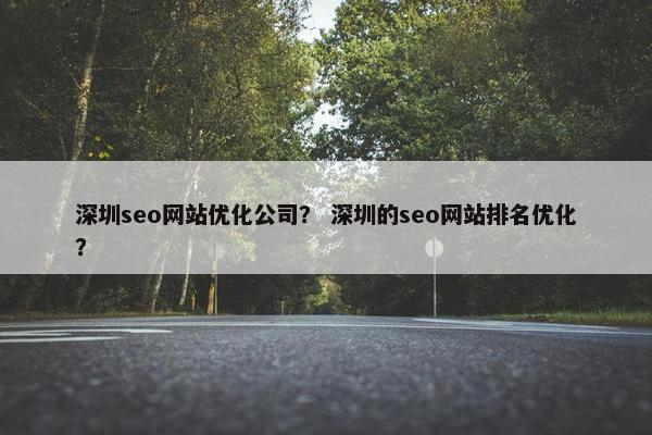 深圳seo网站优化公司？ 深圳的seo网站排名优化？