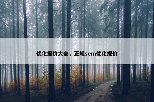 优化报价大全，正规sem优化报价
