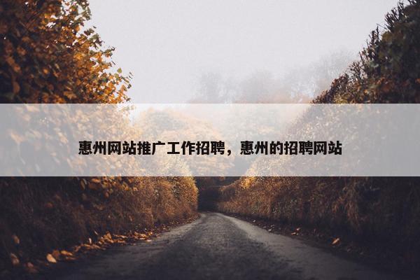 惠州网站推广工作招聘，惠州的招聘网站