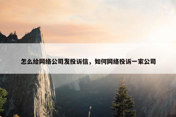 怎么给网络公司发投诉信，如何网络投诉一家公司