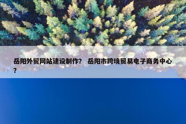 岳阳外贸网站建设制作？ 岳阳市跨境贸易电子商务中心？