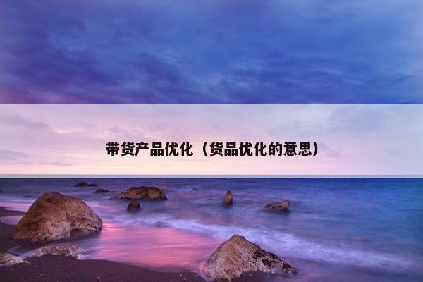 带货产品优化（货品优化的意思）