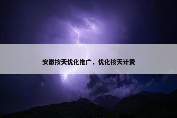 安徽按天优化推广，优化按天计费