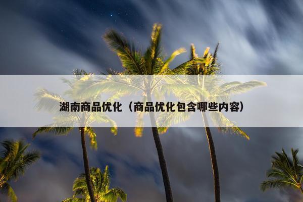 湖南商品优化（商品优化包含哪些内容）