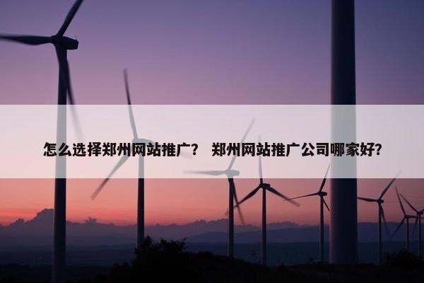 怎么选择郑州网站推广？ 郑州网站推广公司哪家好？
