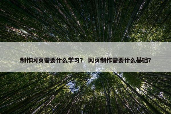制作网页需要什么学习？ 网页制作需要什么基础？
