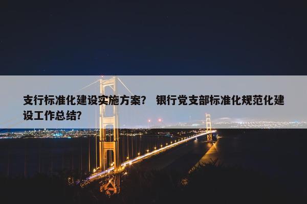 支行标准化建设实施方案？ 银行党支部标准化规范化建设工作总结？