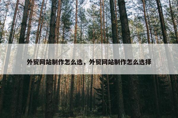外贸网站制作怎么选，外贸网站制作怎么选择
