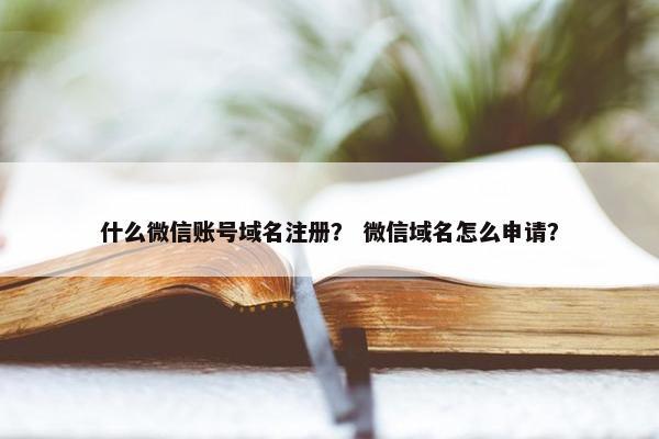 什么微信账号域名注册？ 微信域名怎么申请？