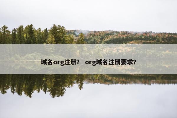 域名org注册？ org域名注册要求？