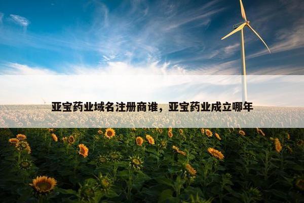 亚宝药业域名注册商谁，亚宝药业成立哪年