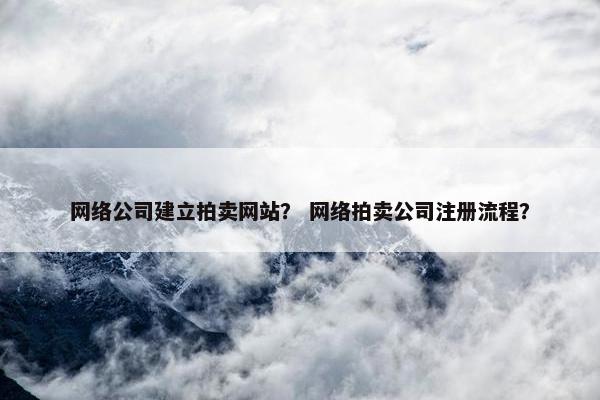 网络公司建立拍卖网站？ 网络拍卖公司注册流程？
