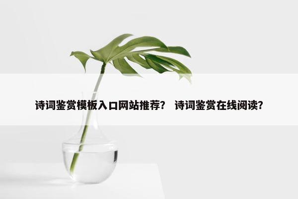 诗词鉴赏模板入口网站推荐？ 诗词鉴赏在线阅读？