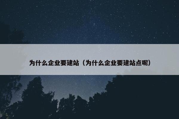 为什么企业要建站（为什么企业要建站点呢）