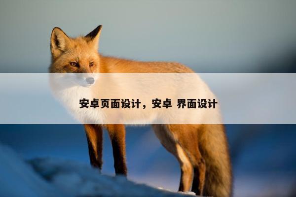 安卓页面设计，安卓 界面设计