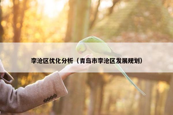 李沧区优化分析（青岛市李沧区发展规划）