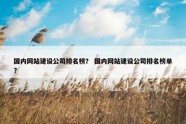 国内网站建设公司排名榜？ 国内网站建设公司排名榜单？
